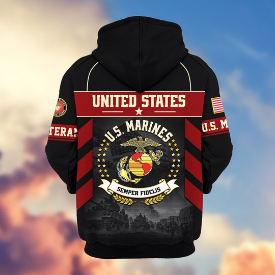 Premium US Veteran Zip Up Hoodie BTTN221021, Gifts For US Veterans, Gifts For Veterans Day.