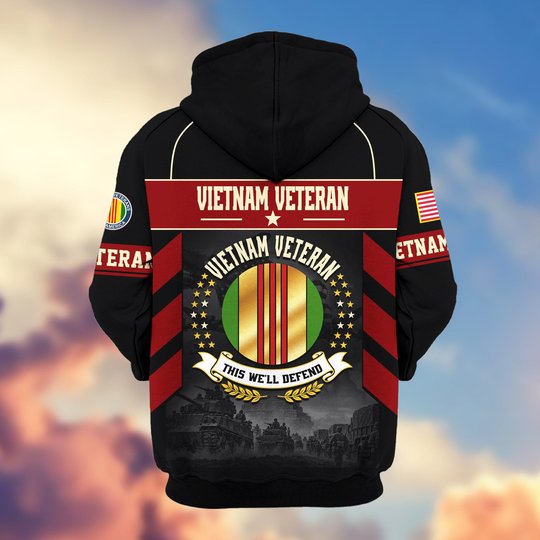 Premium US Veteran Zip Up Hoodie BTTN221021, Gifts For US Veterans, Gifts For Veterans Day.