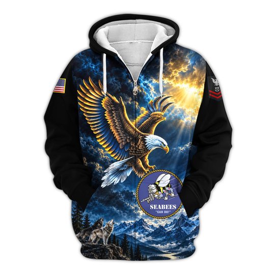 Premium Custom US Seabees Zip Up Hoodie VPVC609579, Gifts For Seabees Veteran, Gifts For Veterans Day.