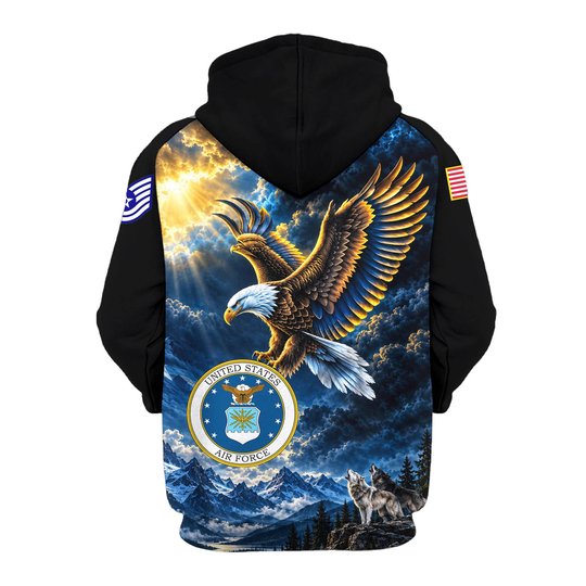 Premium Custom USAF Zip Up Hoodie VPVC609574, Gifts For Air Force Veteran, Gifts For Veterans Day.