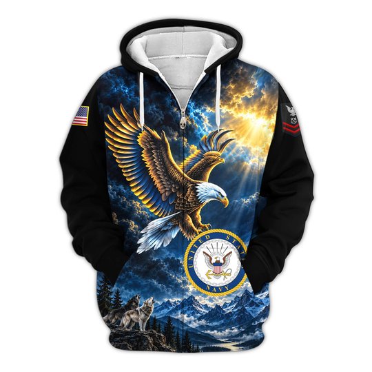 Premium Custom US Navy Zip Up Hoodie VPVC609572, Gifts For Navy Veteran, Gifts For Veterans Day.