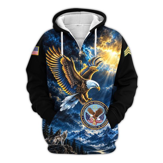 Premium Custom US Veteran Zip Up Hoodie VPVC609577, Gifts For US Veteran, Gifts For Veterans Day.