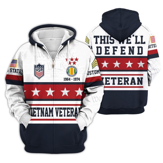 Premium Custom Vietnam Veteran Zip Up Hoodie VPVC609596, Gifts For Vietnam Veteran, Gifts For Veterans Day.