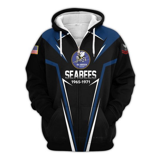 Premium Custom US Seabees Zip Up Hoodie VPVC609609, Gifts For Seabees Veteran, Gifts For Veterans Day.
