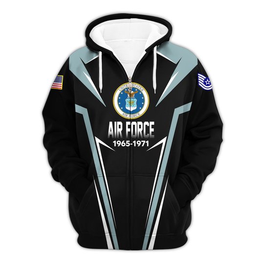 Premium Custom USAF Zip Up Hoodie VPVC609604, Gifts For Air Force Veteran, Gifts For Veterans Day.