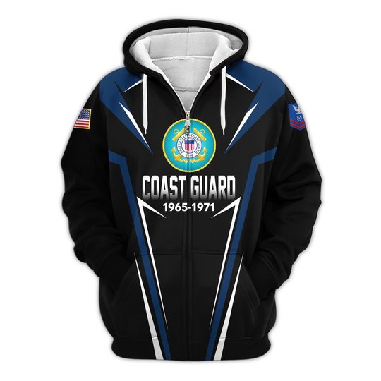 Premium Custom USCG Zip Up Hoodie VPVC609605, Gifts For Coast Guard Veteran, Gifts For Veterans Day.