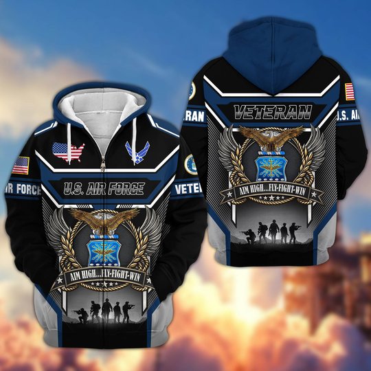 Premium US Veteran Zip Up Hoodie CPHN211011, Gifts For US Veterans, Gifts For Veterans Day.
