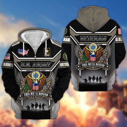 Premium US Veteran Zip Up Hoodie CPHN211011, Gifts For US Veterans, Gifts For Veterans Day.