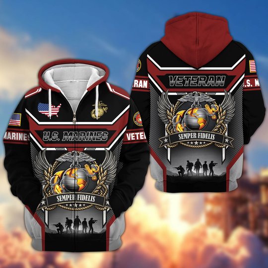 Premium US Veteran Zip Up Hoodie CPHN211011, Gifts For US Veterans, Gifts For Veterans Day.