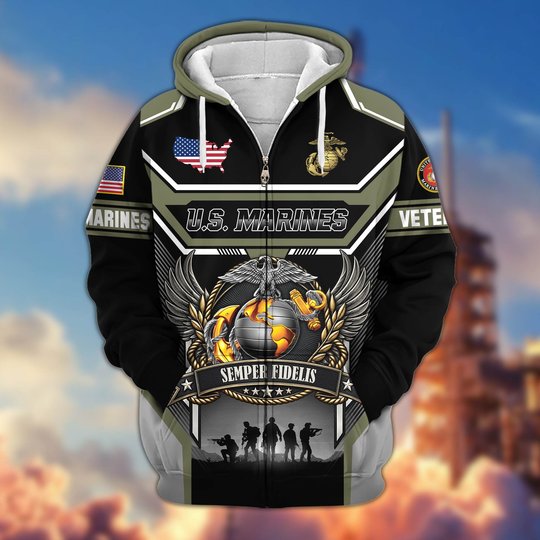Premium US Veteran Zip Up Hoodie CPHN211011, Gifts For US Veterans, Gifts For Veterans Day.