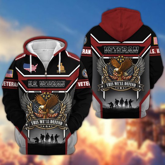 Premium US Veteran Zip Up Hoodie CPHN211011, Gifts For US Veterans, Gifts For Veterans Day.
