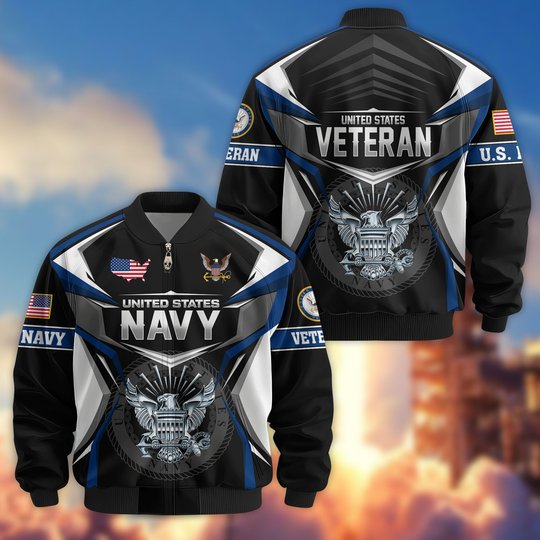 Premium US Veteran Bomber Jacket CPHN221011, Waterproof Windbreaker Coat, US Veteran Gift, Veterans Day Gift.