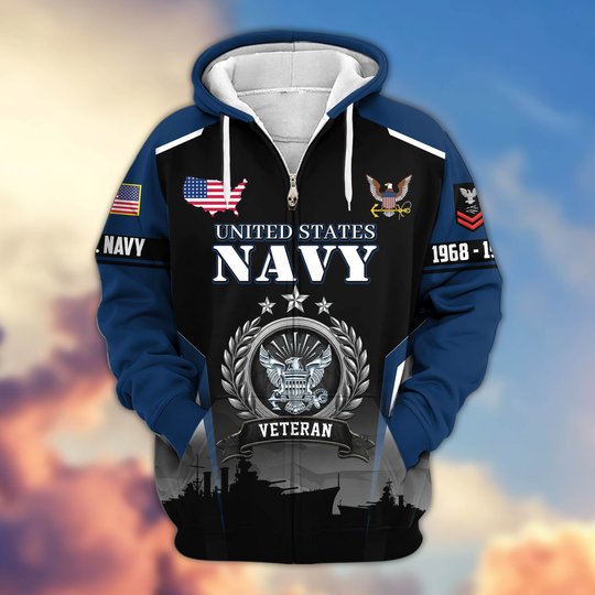 Premium Custom US Navy Zip Up Hoodie DPVC261010