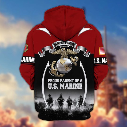 Premium Proud Parent Of A US Marine Zip Up Hoodie DPVC261011