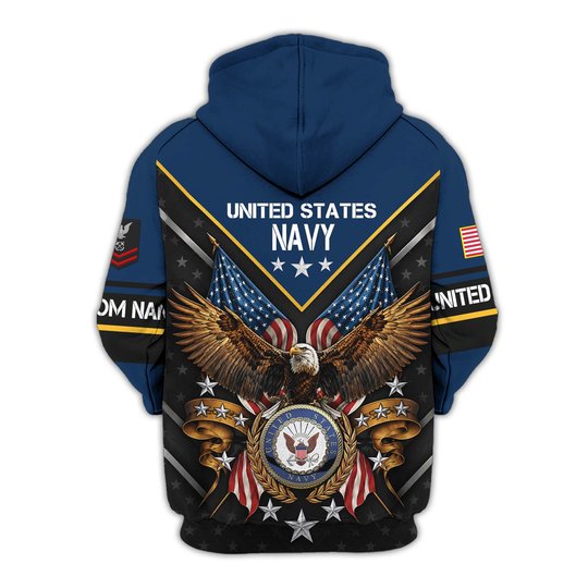 Premium Custom US Navy Zip Up Hoodie VPVC609622, Gifts For Navy Veteran, Gifts For Veterans Day.