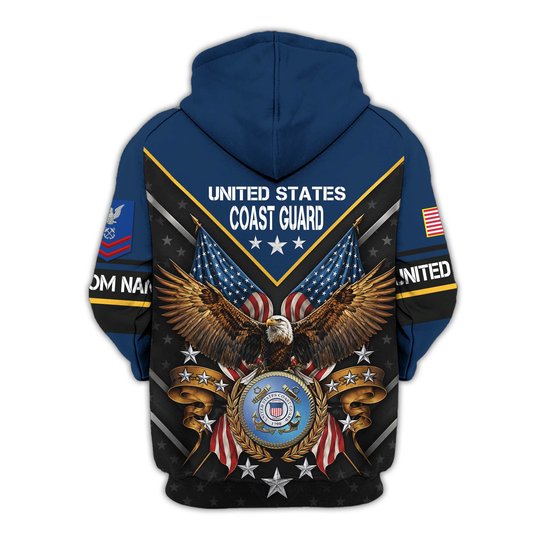 Premium Custom USCG Zip Up Hoodie VPVC609625, Gifts For Coast Guard Veteran, Gifts For Veterans Day.