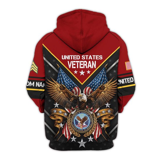 Premium Custom US Veteran Zip Up Hoodie VPVC609627, Gifts For US Veteran, Gifts For Veterans Day.