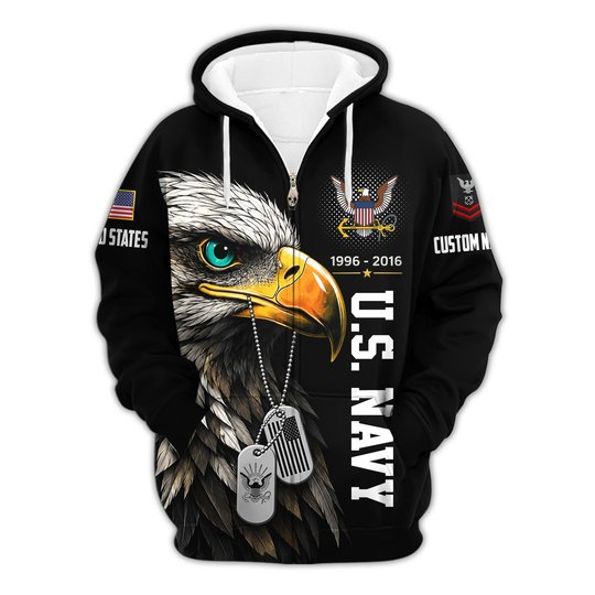 Premium Custom US Navy Zip Up Hoodie VPVC609632, Gifts For Navy Veteran, Gifts For Veterans Day.
