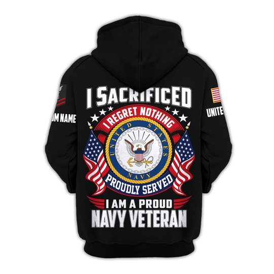 Premium Custom US Navy Zip Up Hoodie VPVC609632, Gifts For Navy Veteran, Gifts For Veterans Day.