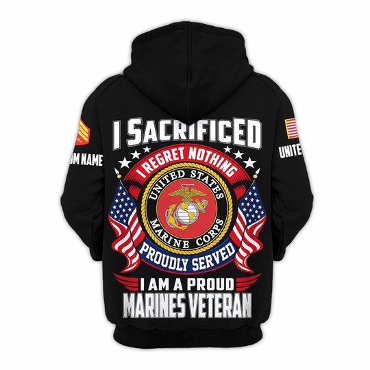 Premium Custom USMC Zip Up Hoodie VPVC609633, Gifts For Marine Veteran, Gifts For Veterans Day.