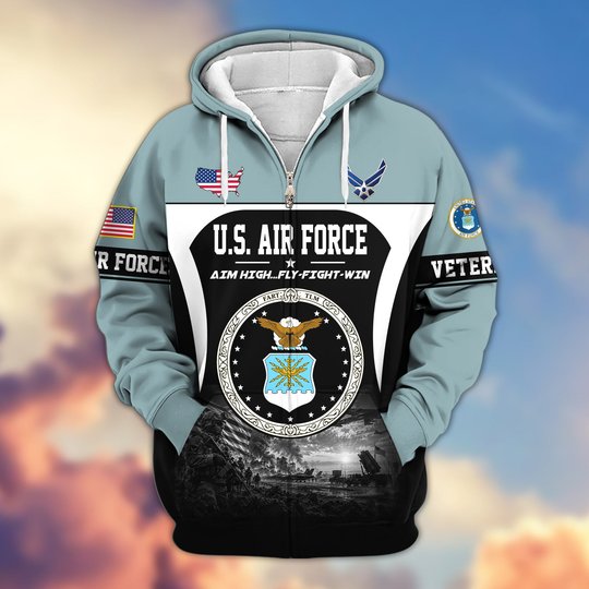 Premium US Veteran Zip Up Hoodie BTTN271022, Gifts For US Veterans, Gifts For Veterans Day.