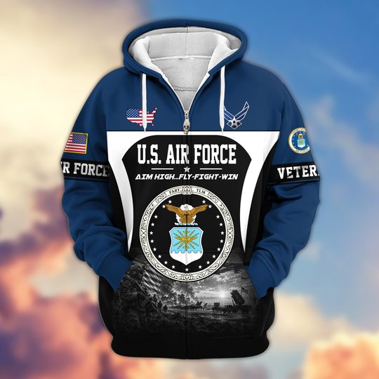 Premium US Veteran Zip Up Hoodie BTTN271022, Gifts For US Veterans, Gifts For Veterans Day.