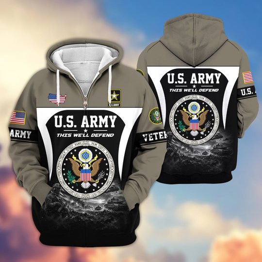 Premium US Veteran Zip Up Hoodie BTTN271022, Gifts For US Veterans, Gifts For Veterans Day.