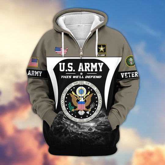 Premium US Veteran Zip Up Hoodie BTTN271022, Gifts For US Veterans, Gifts For Veterans Day.