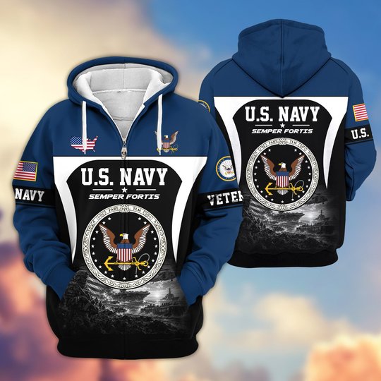 Premium US Veteran Zip Up Hoodie BTTN271022, Gifts For US Veterans, Gifts For Veterans Day.