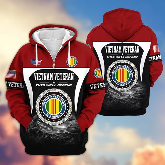 Premium US Veteran Zip Up Hoodie BTTN271022, Gifts For US Veterans, Gifts For Veterans Day.