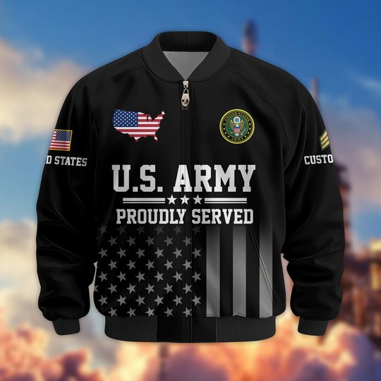 Premium Custom US Veteran Bomber Jacket DPVC281001, Waterproof Windbreaker Coat, US Veteran Gift, Veterans Day Gift.