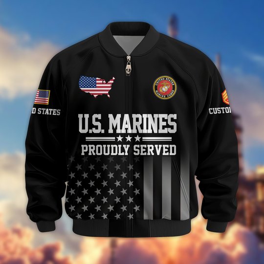 Premium Custom US Veteran Bomber Jacket DPVC281001, Waterproof Windbreaker Coat, US Veteran Gift, Veterans Day Gift.