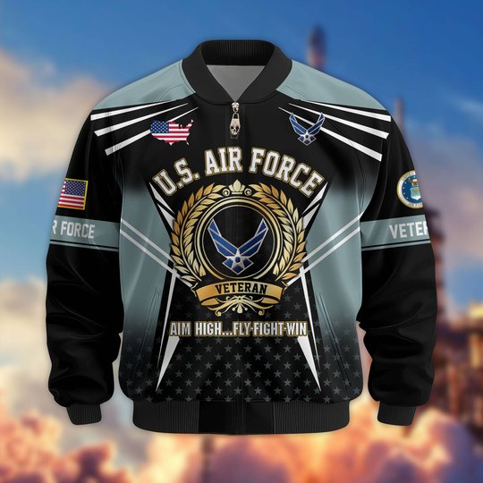 Premium US Veteran Bomber Jacket BTTN281021, Waterproof Windbreaker Coat, US Veteran Gift, Veterans Day Gift.