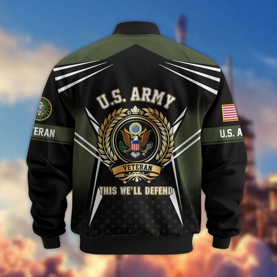 Premium US Veteran Bomber Jacket BTTN281021, Waterproof Windbreaker Coat, US Veteran Gift, Veterans Day Gift.
