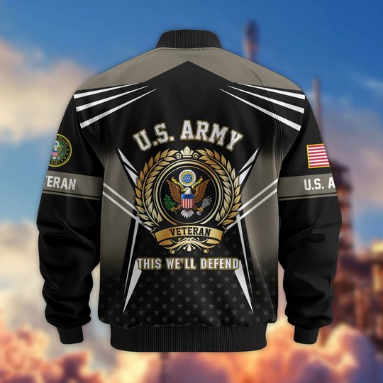Premium US Veteran Bomber Jacket BTTN281021, Waterproof Windbreaker Coat, US Veteran Gift, Veterans Day Gift.