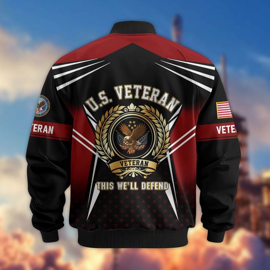 Premium US Veteran Bomber Jacket BTTN281021, Waterproof Windbreaker Coat, US Veteran Gift, Veterans Day Gift.