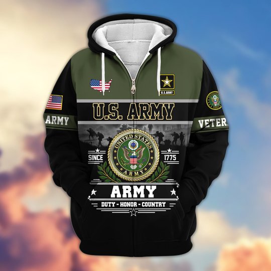 Premium US Veteran Zip Up Hoodie BTTN291021, Gifts For US Veterans, Gifts For Veterans Day.