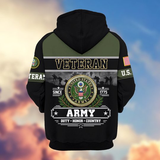 Premium US Veteran Zip Up Hoodie BTTN291021, Gifts For US Veterans, Gifts For Veterans Day.