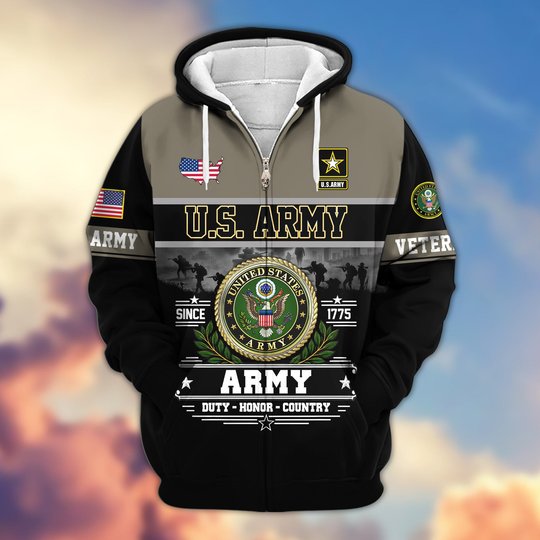 Premium US Veteran Zip Up Hoodie BTTN291021, Gifts For US Veterans, Gifts For Veterans Day.