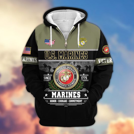 Premium US Veteran Zip Up Hoodie BTTN291021, Gifts For US Veterans, Gifts For Veterans Day.