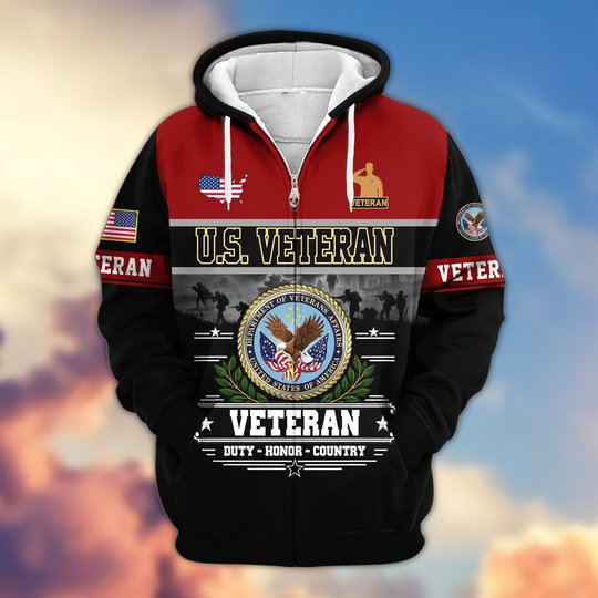 Premium US Veteran Zip Up Hoodie BTTN291021, Gifts For US Veterans, Gifts For Veterans Day.