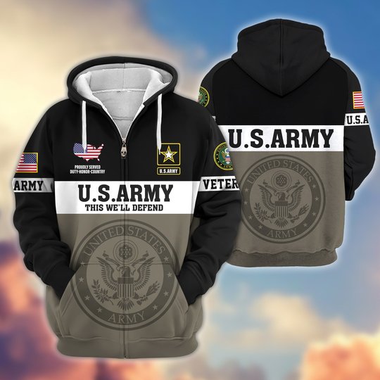 Premium US Veteran Zip Up Hoodie DPVC291001, Gifts For US Veterans, Gifts For Veterans Day.