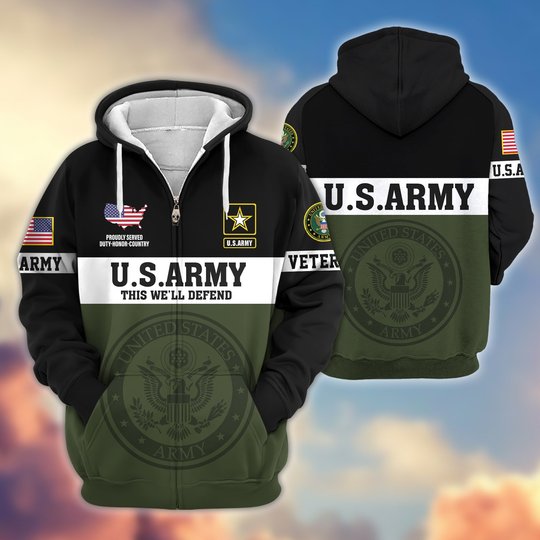 Premium US Veteran Zip Up Hoodie DPVC291001, Gifts For US Veterans, Gifts For Veterans Day.