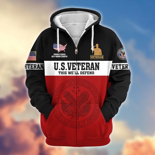 Premium US Veteran Zip Up Hoodie DPVC291001, Gifts For US Veterans, Gifts For Veterans Day.