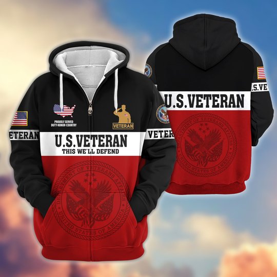 Premium US Veteran Zip Up Hoodie DPVC291001, Gifts For US Veterans, Gifts For Veterans Day.