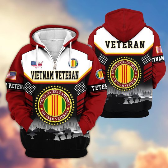 Premium US Veteran Zip Up Hoodie BTTN291022, Gifts For US Veterans, Gifts For Veterans Day.