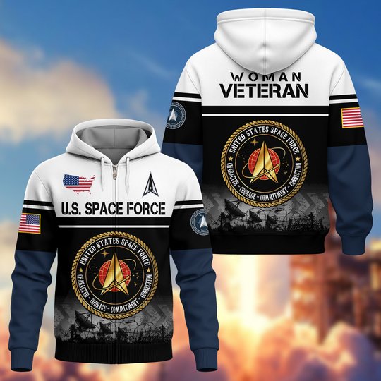 Premium US Woman Veteran Zip Up Hoodie DPVC301001, Gifts For US Woman Veterans, Gifts For Veterans Day.