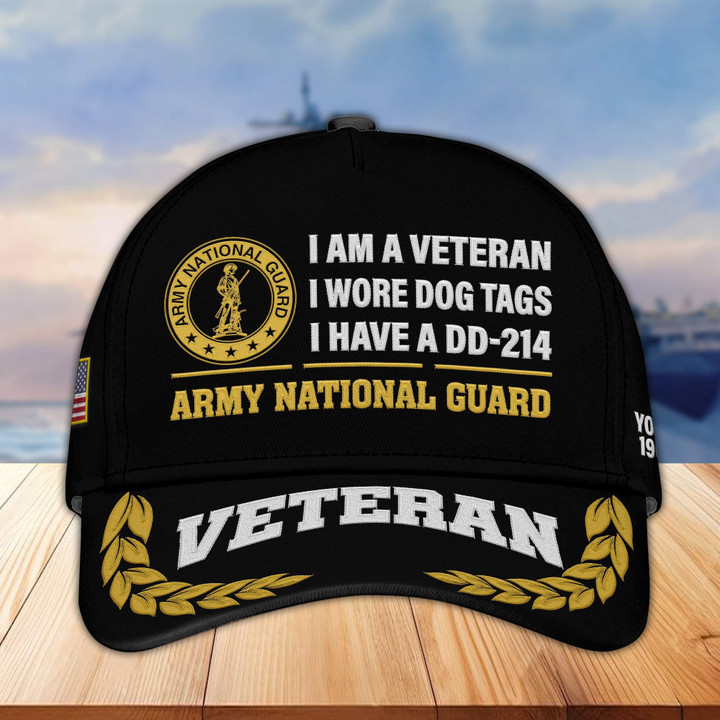 Premium Custom Name, Rank, Year Army National Guard Veteran Embroidered Cap VPVC302108, Cap for Army National Guard Veteran, Gifts For Dad, Gifts On Father's Day, Independence Day, Veterans Day.
