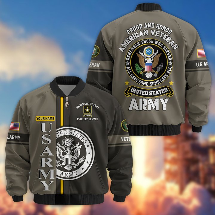 Premium Custom US Army Veteran Bomber Jacket VPVC802110, Gifts For US Army Veteran, Gifts On Father's Day, Veterans Day.