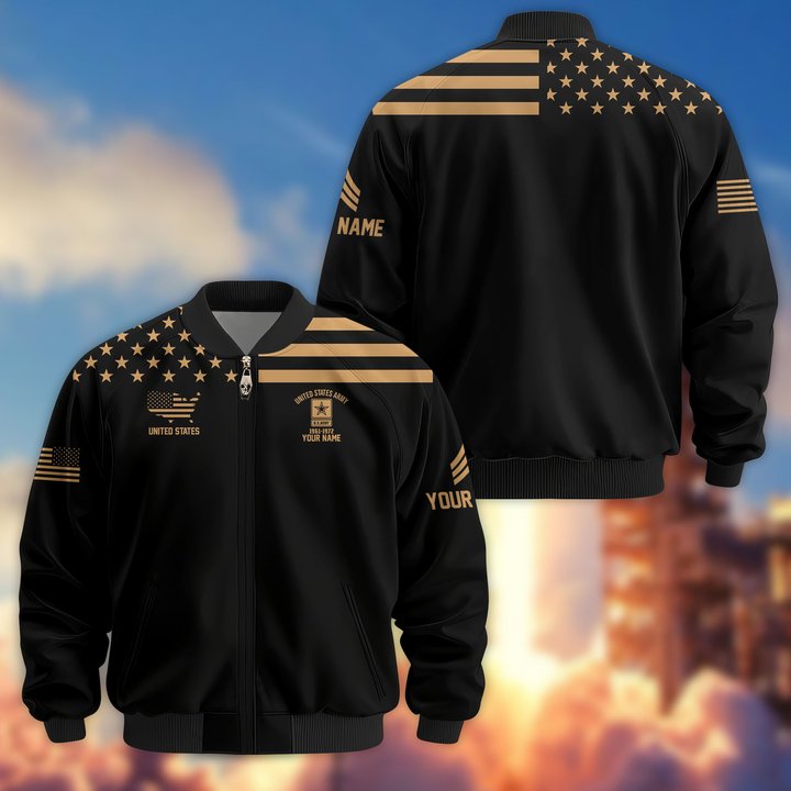 Premium Custom US Army Veteran Bomber Jacket VPVC802401, Gifts For US Army Veteran, Gifts On Father's Day, Veterans Day.